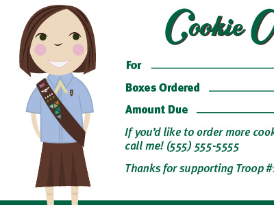 Girl Scout Cookie Order Receipt brownie cookie cute girl girl scout happy illustration lisa m. dalton receipt