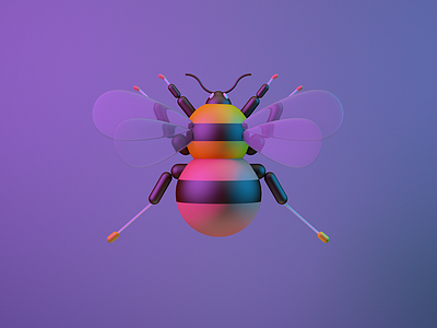 Bee 3d bee c4d cinema cinema4d color design illustration insect