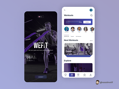 UI Design for a fitness app.