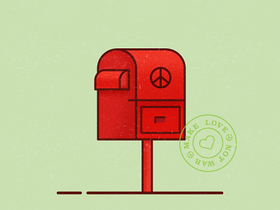 Peace Post Box flat illustration letter love myanmar outline peace post postbox red