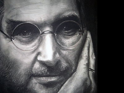 Steve Jobs charcoal drawing portrait steve jobs