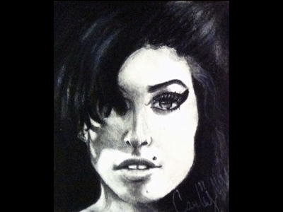 Amy Winehouse amy winehouse charcoal drawing portrait