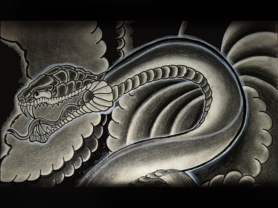 Japanese Snake charcoal drawing japanese snake