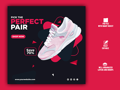 Shoes social media Post design. ad banner branding design graphic design media social