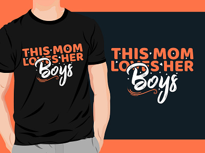 This mom loves her boys typography t-shirt design.