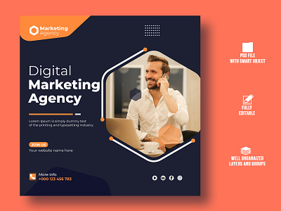 Digital marketing agency corporate business social media poster. ad banner branding business corporate design graphic design media post poster social