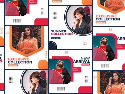 Fashion sale Instagram post template set