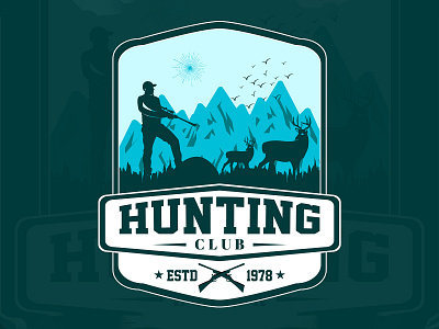 Hunting badge logo design illustration ad badge banner branding desig design graphic design hunting logo media social