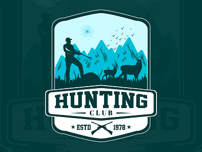 Hunting badge logo design illustration