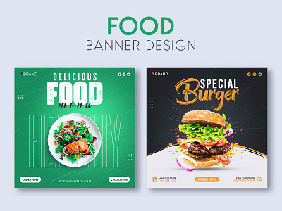 Food social media post or banner design ad banner branding burger design food graphic design logo media social