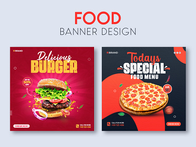 Food social media post or banner design ad banner branding burger design food graphic design logo media social