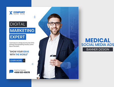 Digital marketing social media square banner or flyer design ad banner design digital marketing graphic media scial media banner social web banner