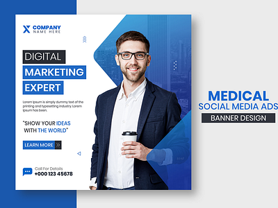 Digital marketing social media square banner or flyer design