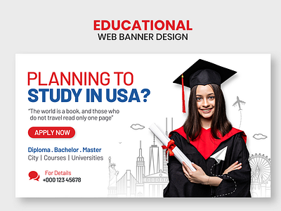 Higher study on USA | Social media web banner design