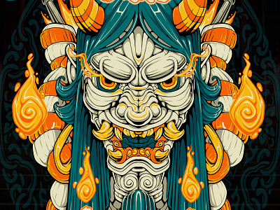 YAMATAO HANNYA ONI ILLUSTRATION branding design designforsale graphic design hannya illustration logo oni samurai shogun tshirt vector