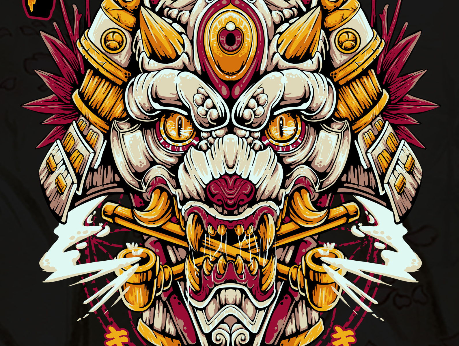 KITSUNE HANNYA SAMURAI ILLUSTRATION by lester camacho on Dribbble