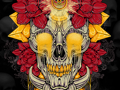 SKULL FLORAL ILLUSTRATION branding design designforsale floral graphic design hannya illustration logo macabre skull vector