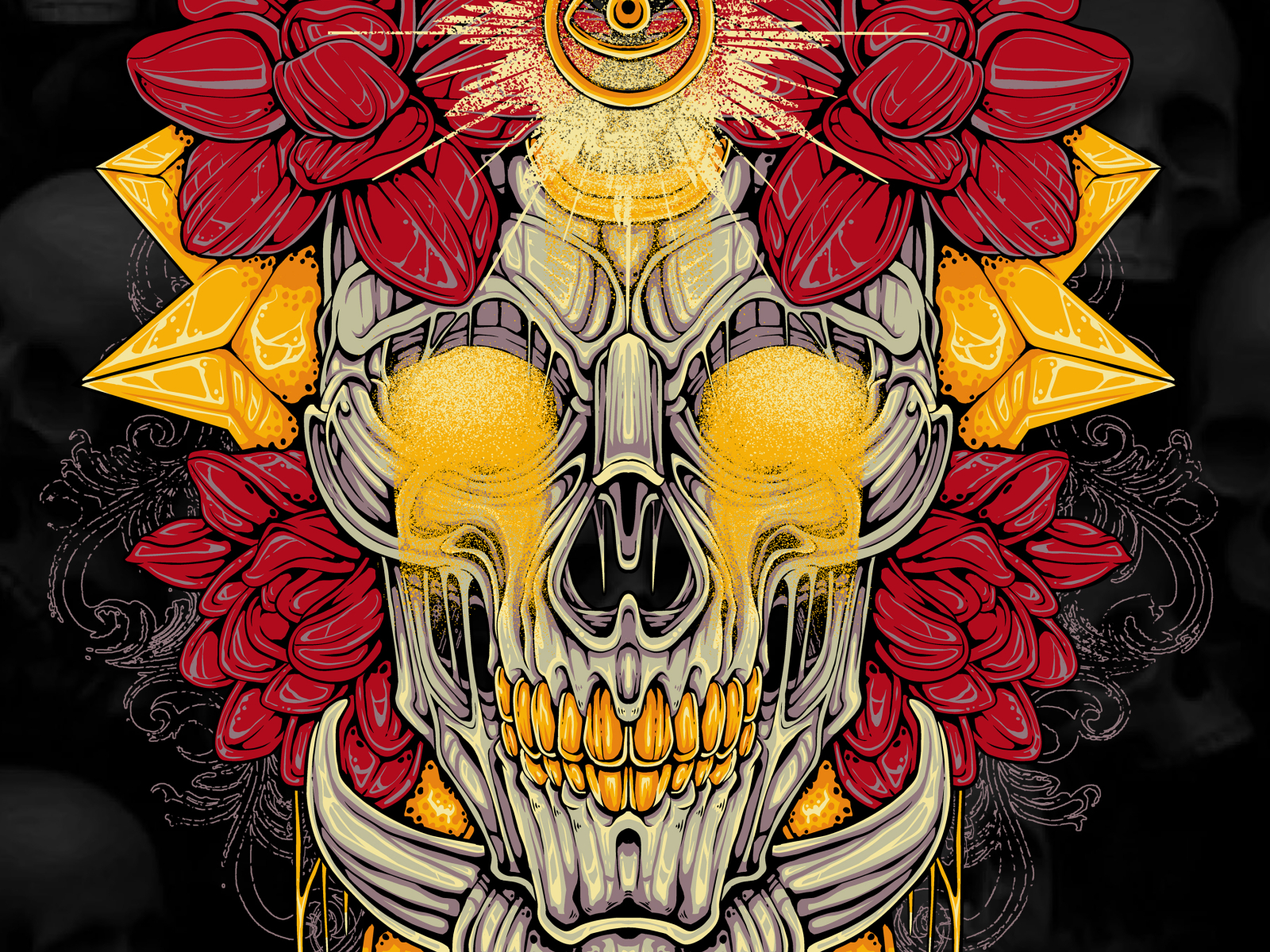 SKULL FLORAL ILLUSTRATION by lester camacho on Dribbble