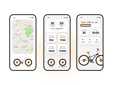 Bike Sharing App UI app bike cycle design graphic design illustration panchkula rent sharing ui ux vector yaana
