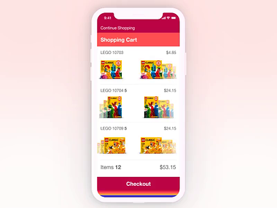 Checkout Page after effect app cart challenge checkout coloful dailyui dailyui 002 design gradient ios lego motion motion design motion graphic payment shop shopping ui animation ui design