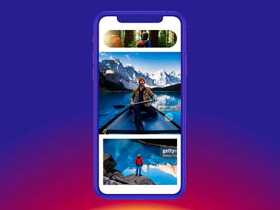 Photo Scroll animation app cards ui design gradient madewithstudio mask motion photos scroll shape slide studio swipe transition transitions travel ui