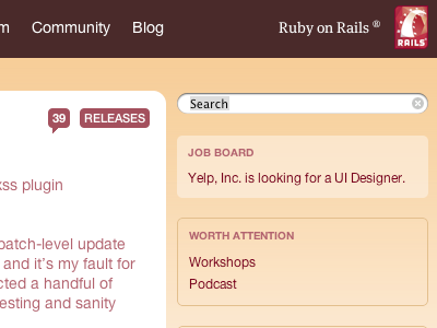 Railsy blog brown panels simple typography