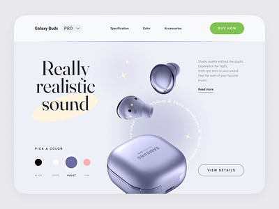 Galaxy Buds Pro landing page design