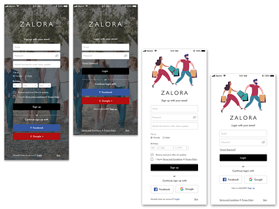 ZALORA Login & Sing Up Redesign ecommerce login screen online shopping shopping app sign up