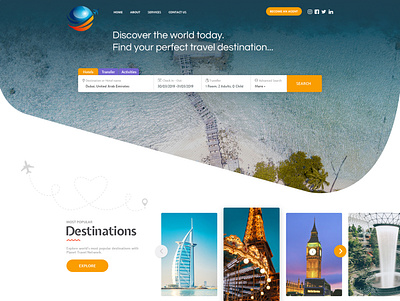 B2C Travel Website Layout adobe branding design flat graphicdesign photoshop typography ui ux web