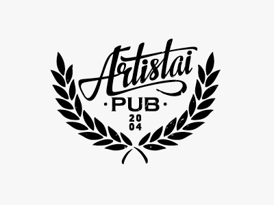 Artistai PUB calligraphy custom hand handwritten label letter lettering logo logotype mark restaurant type