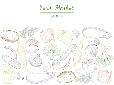 Farm market poster design food graphic design huion illustration vector vegetarian