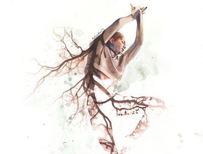 The art of disappearing acuarela ballet illustration mentiradeloro pencil portrait retrato watercolor watercolour