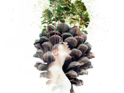 "Serendipity" (Pine forest of Valsaín) acuarela illustration mentir mentiradeloro pencil pineforest portrait pìnecone retrato watercolor watercolour