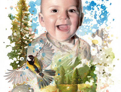 Baby portrait acuarela design illustration mentir mentiradeloro pencil portrait retrato watercolor watercolour