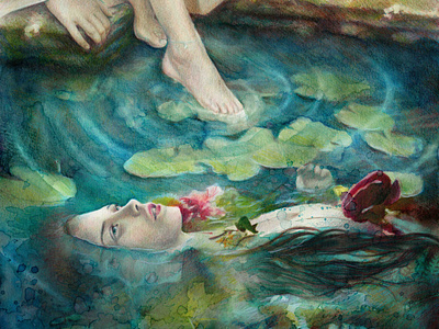 Jeux de vagues, Ophelia acuarela dead ophelia mentiradeloro ophelia pencil portrait retrato watercolor watercolour