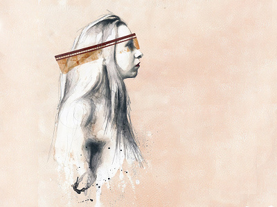 Tell Me A Happy Ending Story Vol 2 collage mentiradeloro pencil self portrait watercolor