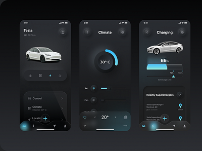 Dark UI Tesla app design appdesign design minimalist ui