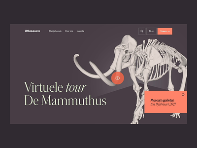 Museum 3d animation concept design history landing mammoth motion museum ui web