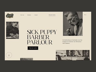 Sick Puppy Barber Parlour ✂️ animation barber barbershop branding concept design digital landing motion motion graphics page ui webdesign