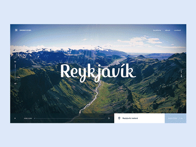 Droneviews design drone explore iceland landing page player transition travel ui video webdesign