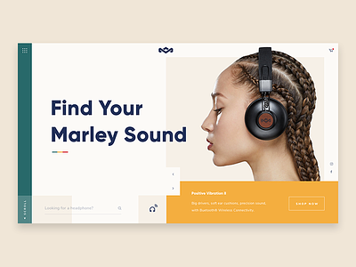 House of Marley design headphone landing marley music page reggae speaker ui webdesign
