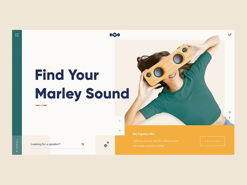 House of Marley animation design headphone landing marley music page reggae speaker transition ui webdesign