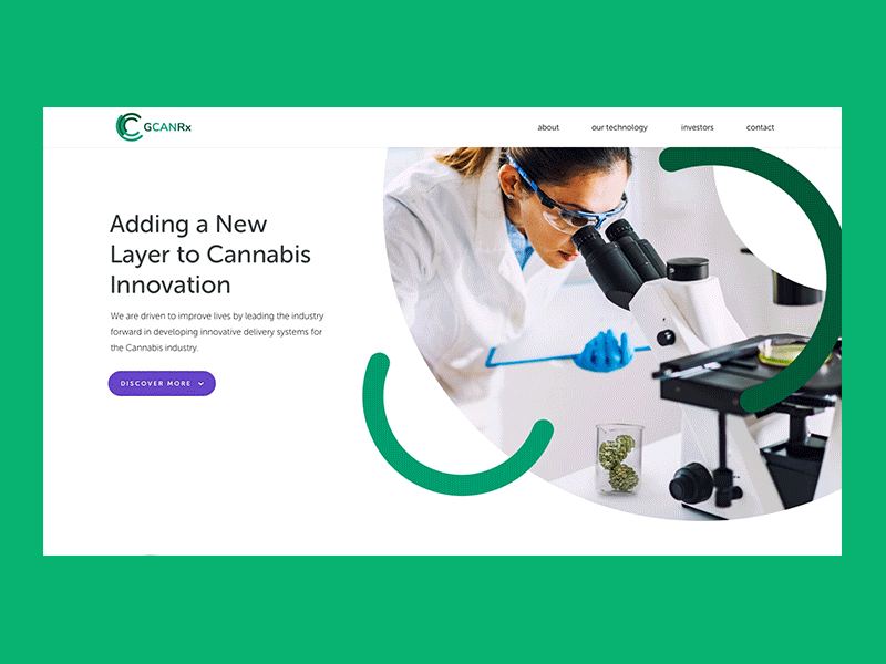 GCANRX animation cannabis company design landing logo medical ui webdesign