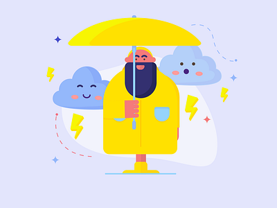 Rainy 2/3 design flat icon illustration vector