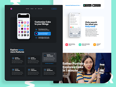 Cake Browser | Website for an Innovative Mobile Browser brand identity browser modern safari startup web web design webdesign website website design