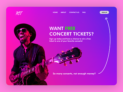 Landing Page - FCT (Free concert tickets website) ui