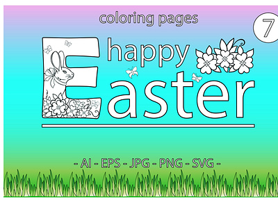 Happy Easter Coloring Pages butterflies vector