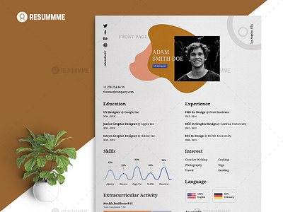 Graphic Designer Resume Template design free resume minimal resume modern resume resume ui uiux ux design ux designer resume ux ui design web ui