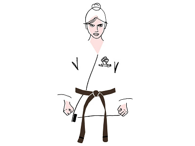 Karate girl fighter girl illustration karate martial arts pencil