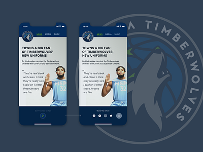 Daily UI :: 010 — Social Share app dailyui ios social share timberwolves